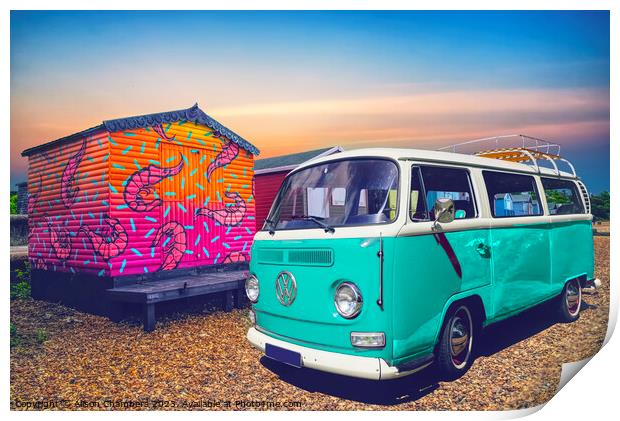 VW Camper Van Print by Alison Chambers