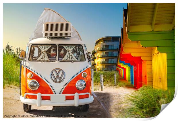 VW Camper Van Print by Alison Chambers