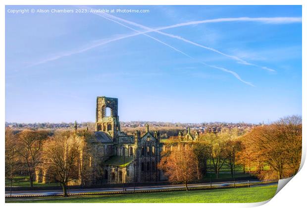 Kirkstall Abbey View Print by Alison Chambers