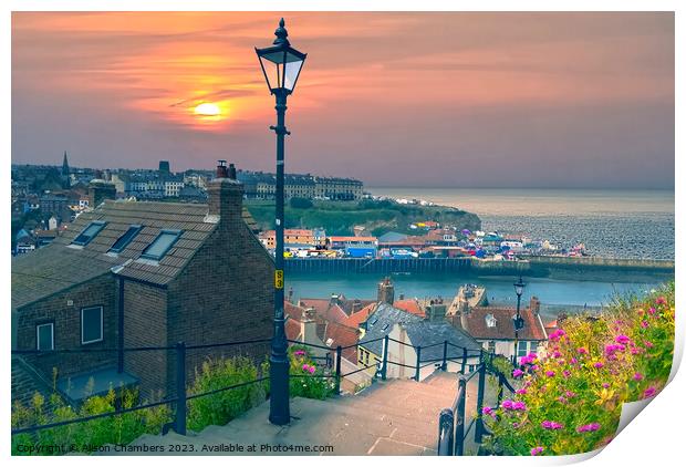 199 Steps Whitby Print by Alison Chambers