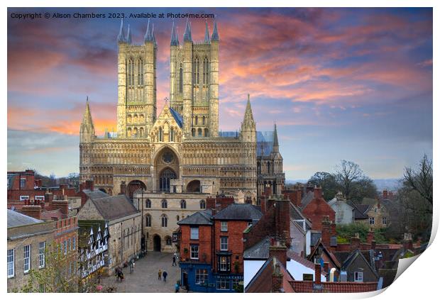 Lincoln Cathedral Sunset  Print by Alison Chambers