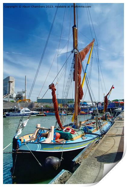 Whitstable Greta Sailing Barge  Print by Alison Chambers