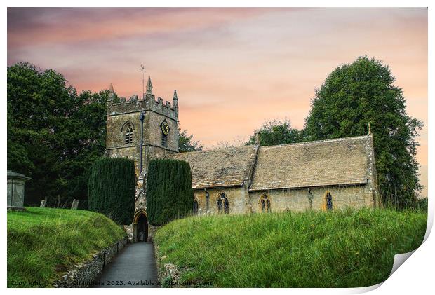 Saint Peters Church Upper Slaughter Print by Alison Chambers