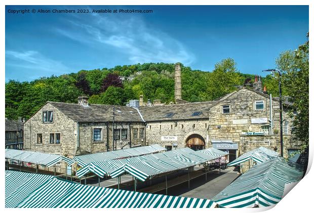 Hebden Bridge Market Place Print by Alison Chambers