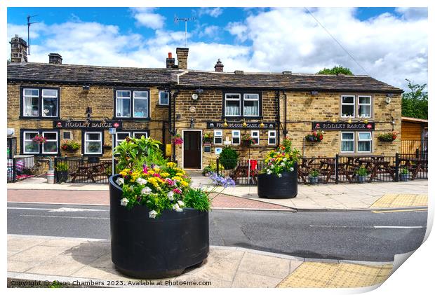 Rodley Barge Pub Print by Alison Chambers