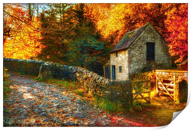 Milldale Peak District in Autumn  Print by Alison Chambers