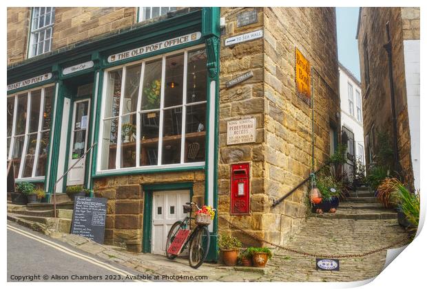The Old Post Office Robin Hoods Bay Print by Alison Chambers