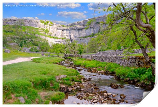 Malham Cove in the Yorkshire Dales  Print by Alison Chambers
