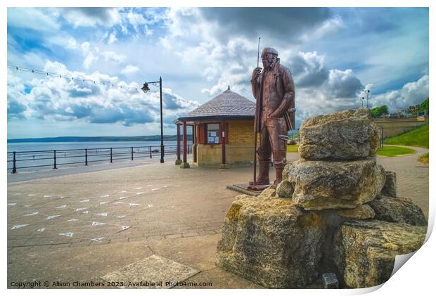 Filey High Tide and Short Wellies Print by Alison Chambers