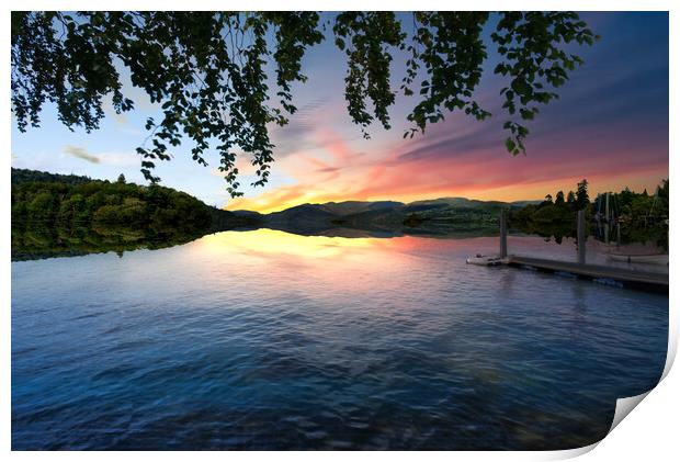 Bowness On Windermere Sunset Print by Alison Chambers