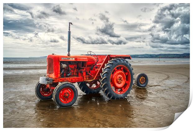 Filey Red Tractor Print by Alison Chambers