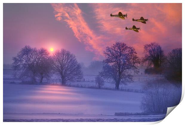 Winter Sunrise Spitfires  Print by Alison Chambers