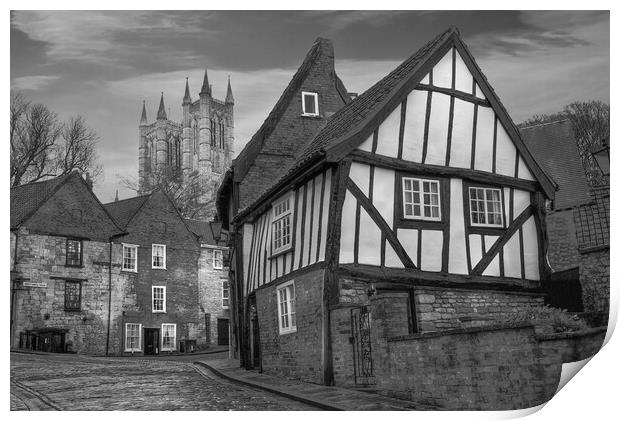 Lincoln Cathedral and Crooked House Print by Alison Chambers