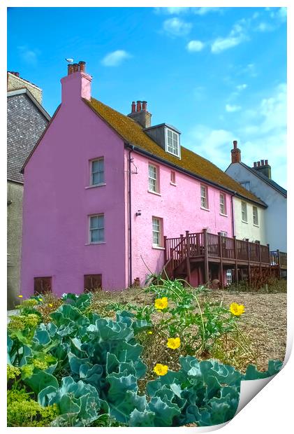 West Bay Cottages Print by Alison Chambers