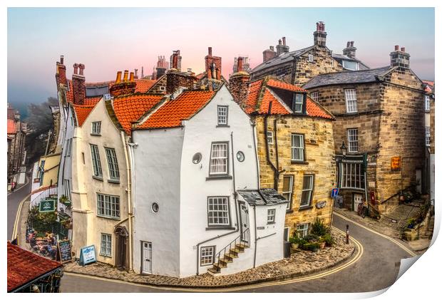 Robin Hoods Bay Through Beer Goggles Print by Alison Chambers