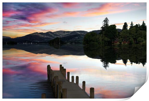 Lake Windermere Sunset Print by Alison Chambers