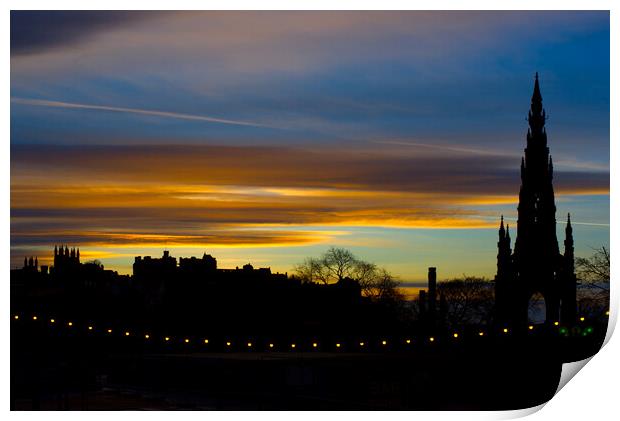 Edinburgh Sunset Skyline  Print by Alison Chambers