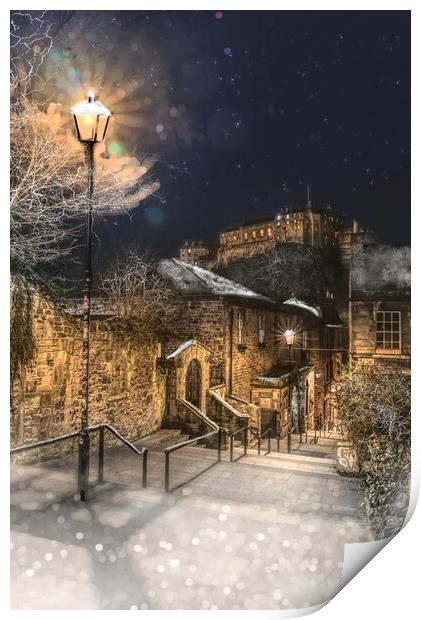 The Vennel Edinburgh Winter Portrait Print by Alison Chambers