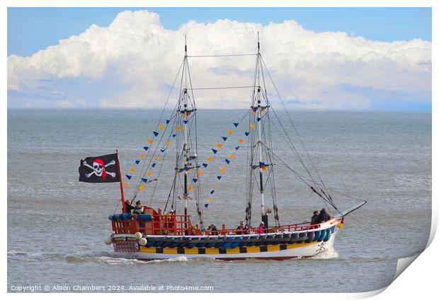 Bridlington Pirate Ship Print by Alison Chambers