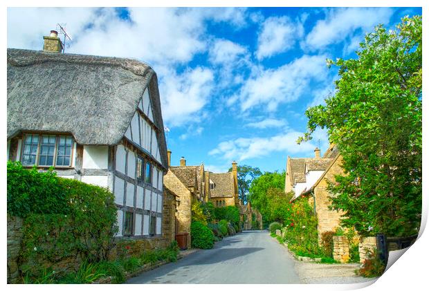 Stanton Cottages Gloucestershire  Print by Alison Chambers