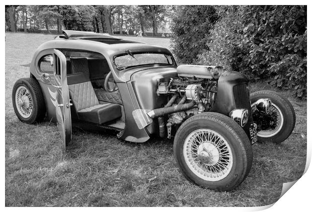 Hot Rod Car BW Print by Alison Chambers