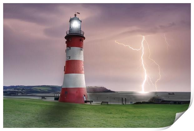 Plymouth Hoe Lightning Print by Alison Chambers
