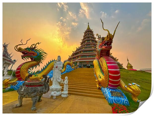 The Temple of Mercy (Wat Huay Pia Kang) Chiang Rai Print by Alison Chambers