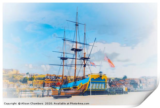 HMS Endeavour Whitby Print by Alison Chambers
