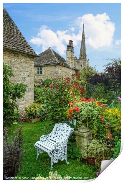 Cotswold Cottage Garden Burford Print by Alison Chambers