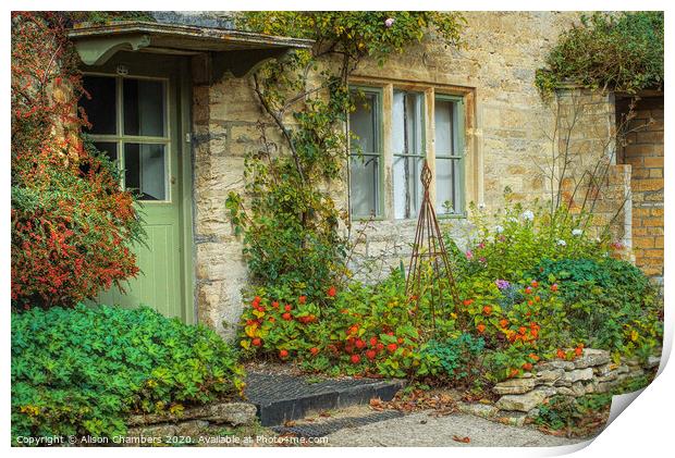 Autumn Cottage Bibury Print by Alison Chambers
