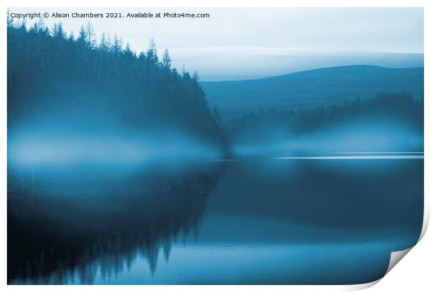 Misty Langsett Reservoir  Print by Alison Chambers