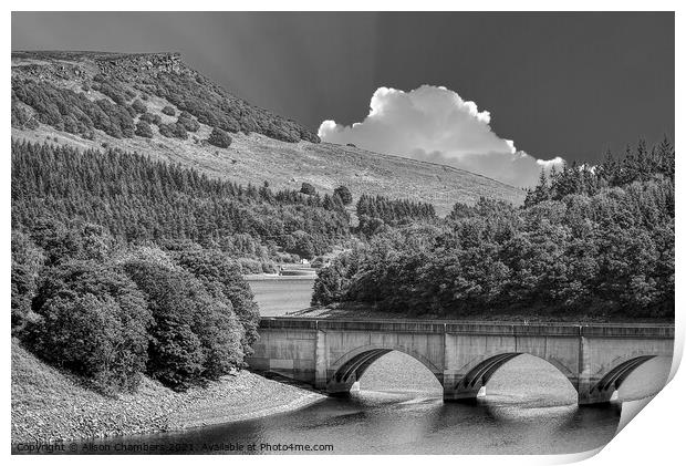 Ladybower Reservoir Monochrome  Print by Alison Chambers