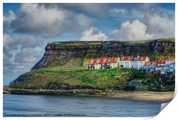 Whitby East Cliff Cottages  Print by Alison Chambers