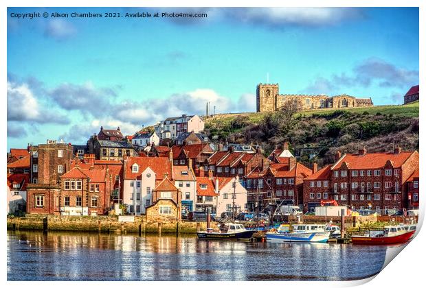Sunny Whitby Print by Alison Chambers