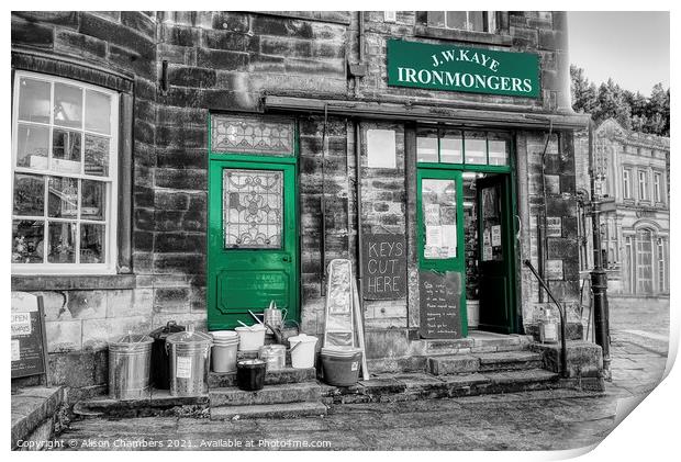 Ironmongers Shop Holmfirth Print by Alison Chambers