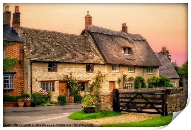Ilmington Cottages Print by Alison Chambers