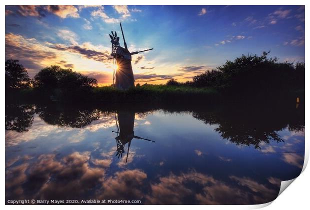 Turf Fen Drainage Mill Print by Barry Mayes