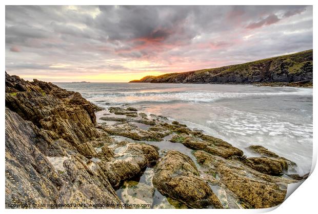 Sunset at Whitesands Bay, Pembrokeshire, Wales Print by Ian Homewood
