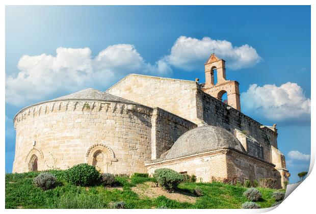 stone church in Castilian village in Spain Print by David Galindo