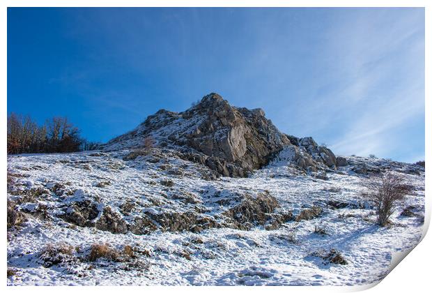 snow-capped mountain with blue sky on sunny day Print by David Galindo