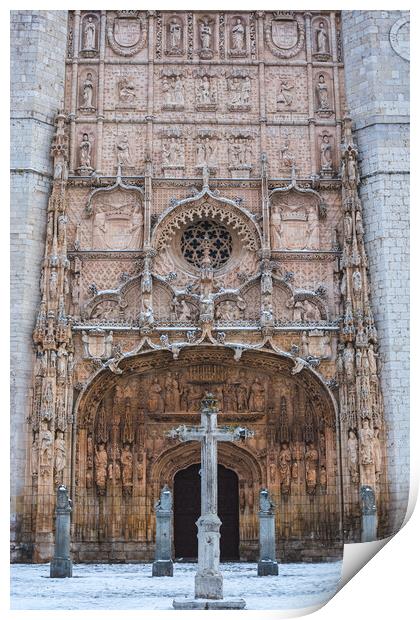VALLADOLID, SPAIN - January 10, 2021: Gothic facade of St. Paul's church Print by David Galindo