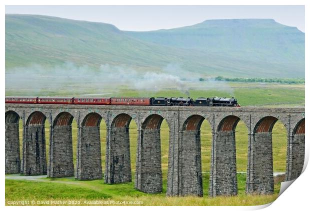 Steam at Ribblehead Viaduct Print by David Mather