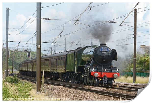 Flying Scotsman races away from York Print by David Mather