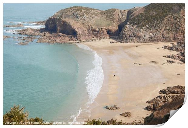 A beach to ourselves in Jersey Print by David Mather