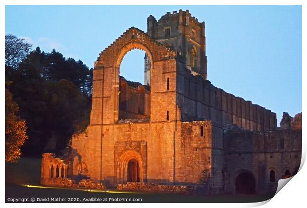 Fountains Abbey North Yorkshire Print by David Mather