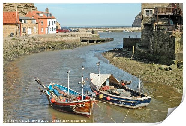 Staithes harbour, North Yorkshire Print by David Mather