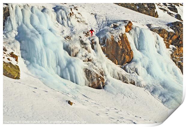 Extreme skiing Print by David Mather