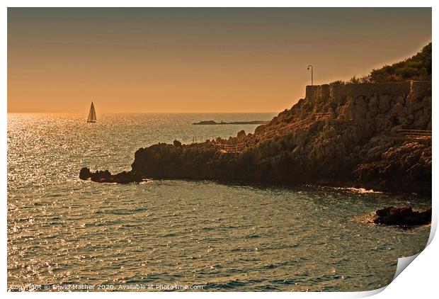 Cap d'Antibes at Sunset Print by David Mather