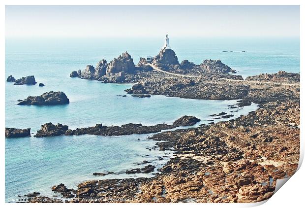 Lighthouse at Corbiere, Jersey, Channel Islands Print by David Mather