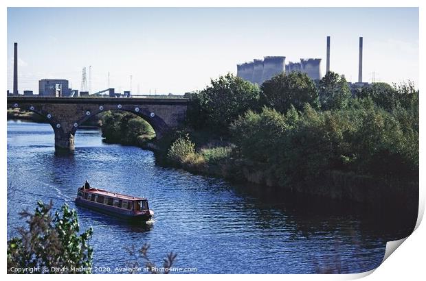 River Aire at Ferrybridge, West Yorkshire Print by David Mather